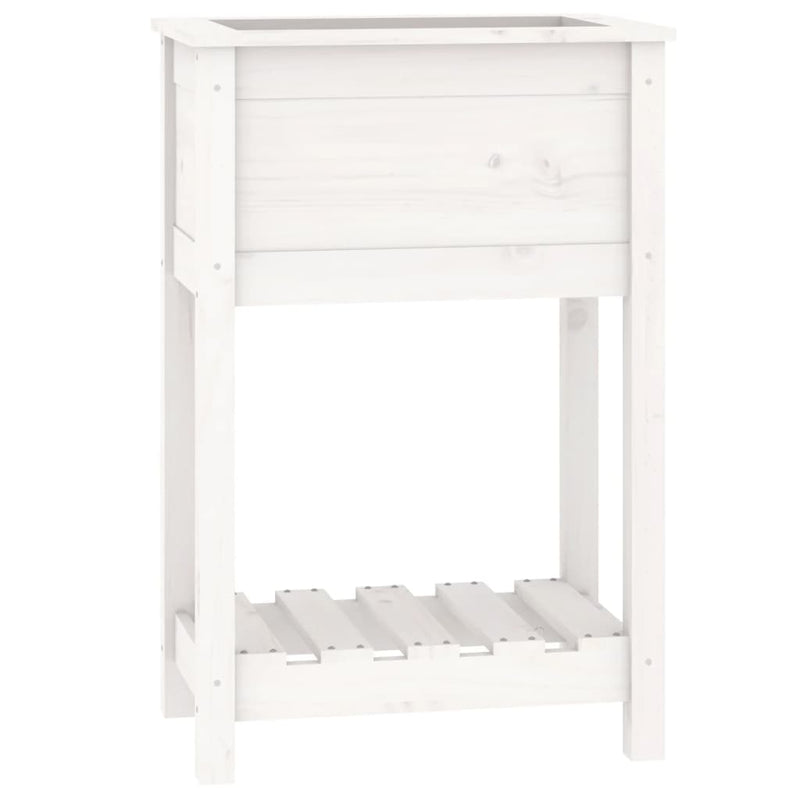 Afbeelding laden in galerijviewer, Vidaxl plantenbak met schap 54x34,5x81 cm massief grenenhout wit

