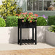 VidaXL Plantenbak met schap 54x34,5x81 cm massief grenenhout zwart