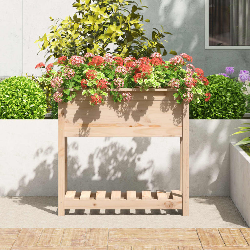 Afbeelding laden in galerijviewer, VidaXL Plantenbak met schap 82,5x34,5x81 cm massief grenenhout
