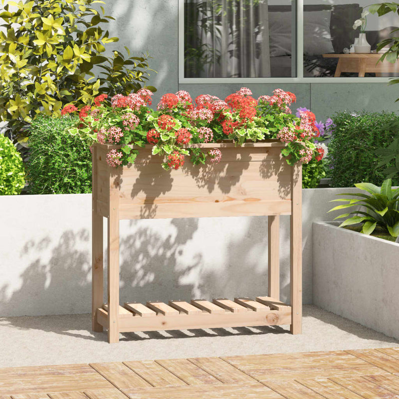Afbeelding laden in galerijviewer, VidaXL Plantenbak met schap 82,5x34,5x81 cm massief grenenhout

