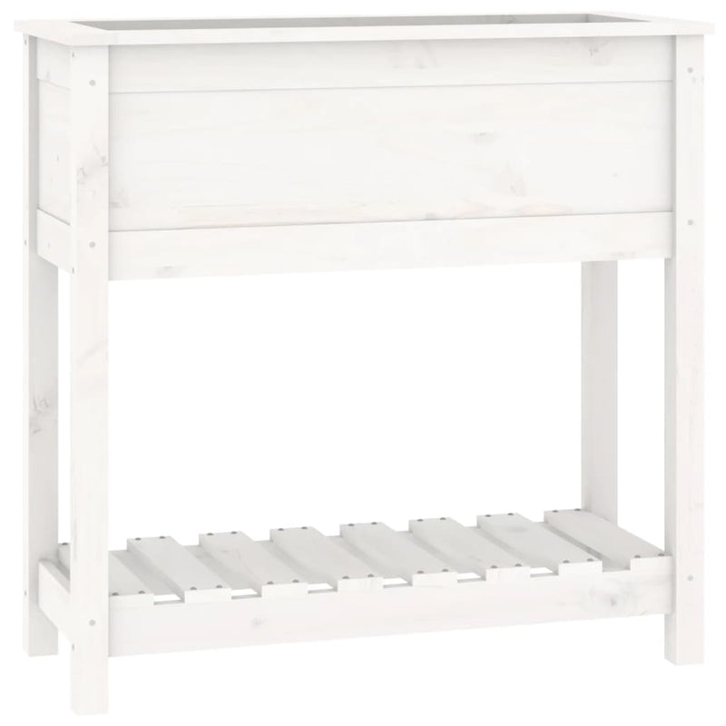 Afbeelding laden in galerijviewer, Vidaxl plantenbak met schap 82,5x34,5x81 cm massief grenenhout wit
