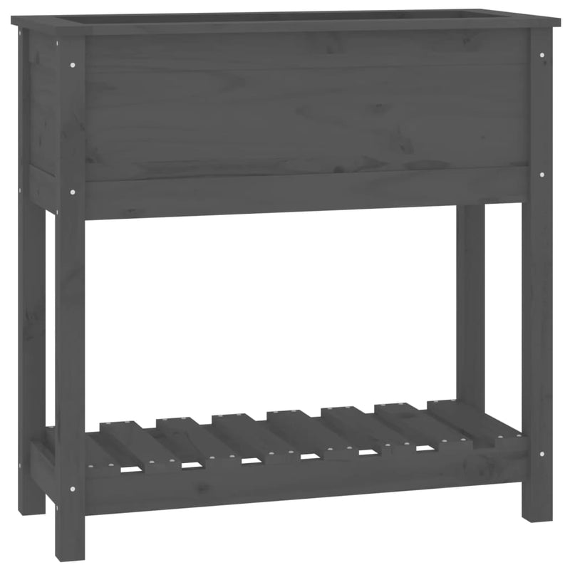 Afbeelding laden in galerijviewer, Vidaxl plantenbak met schap 82,5x34,5x81 cm massief grenenhout grijs
