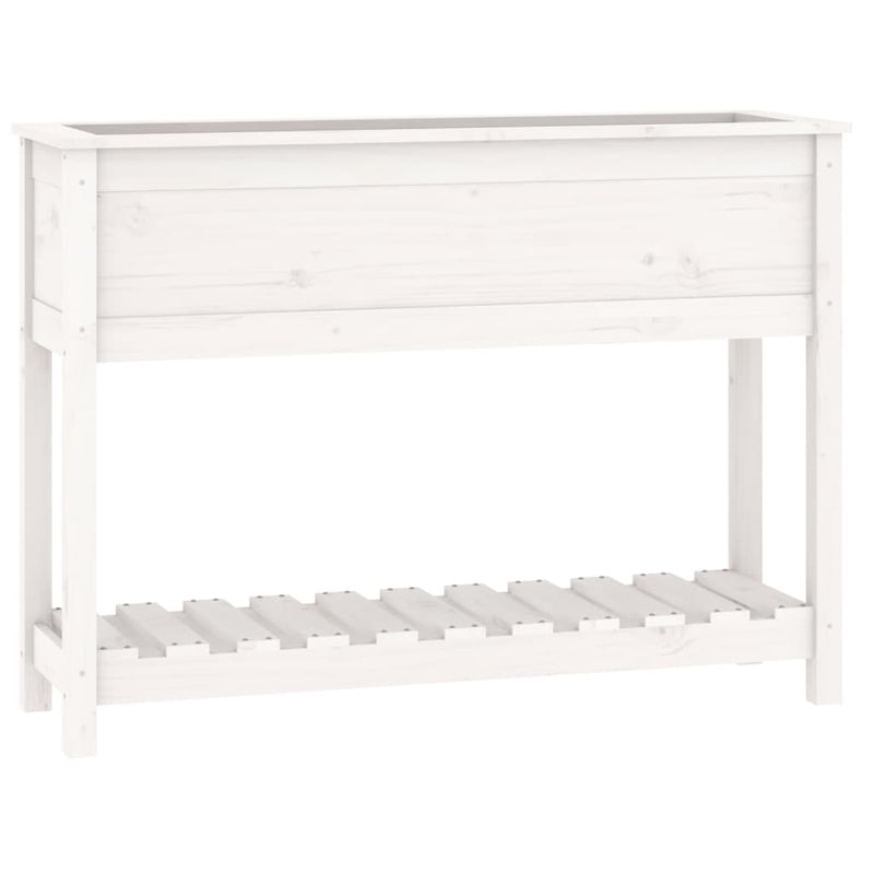 Afbeelding laden in galerijviewer, Vidaxl plantenbak met schap 111,5x34,5x81 cm massief grenenhout wit
