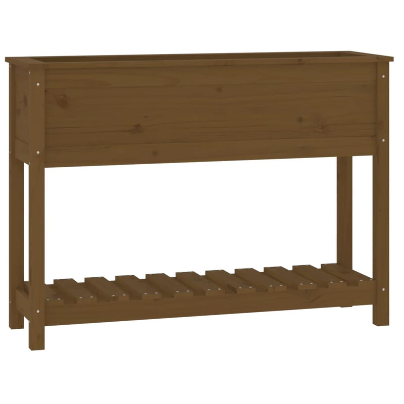 Afbeelding laden in galerijviewer, Vidaxl plantenbak met schap 111,5x34,5x81 cm grenenhout honingbruin
