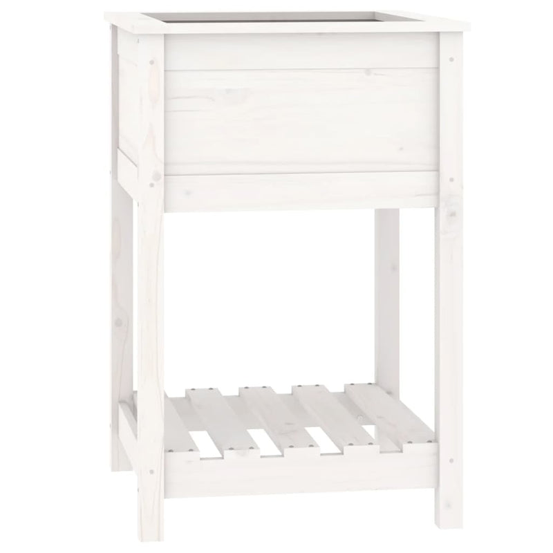Afbeelding laden in galerijviewer, Vidaxl plantenbak met schap 54x54x81 cm massief grenenhout wit
