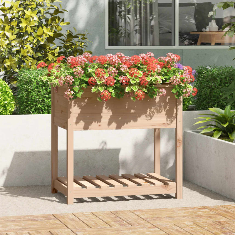Afbeelding laden in galerijviewer, Vidaxl plantenbak met schap 82,5x54x81 cm massief grenenhout
