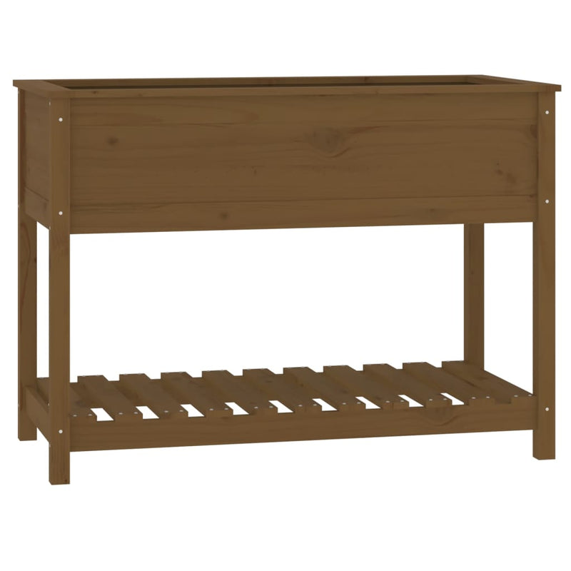 Afbeelding laden in galerijviewer, Vidaxl plantenbak met schap 111,5x54x81 cm grenenhout honingbruin
