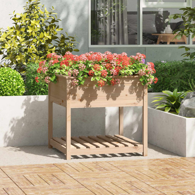 Afbeelding laden in galerijviewer, Vidaxl plantenbak met schap 82,5x82,5x81 cm massief grenenhout
