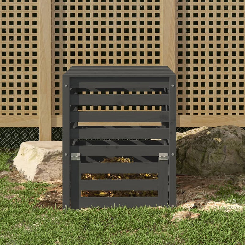 Afbeelding laden in galerijviewer, Vidaxl compostbak 63,5x63,5x77,5 cm massief grenenhout grijs
