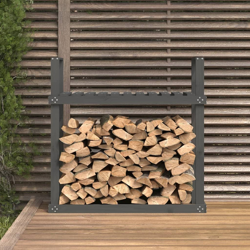 Afbeelding laden in galerijviewer, Vidaxl haardhoutrek 110x35x108,5 cm massief grenenhout grijs
