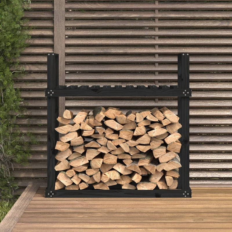 Afbeelding laden in galerijviewer, Vidaxl haardhoutrek 110x35x108,5 cm massief grenenhout zwart
