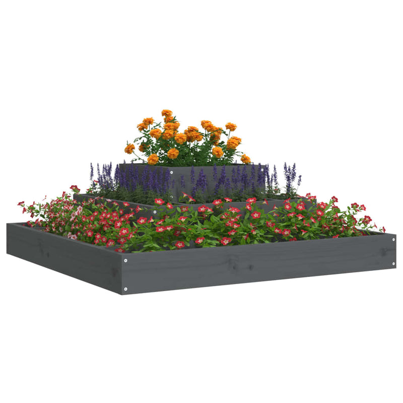 Afbeelding laden in galerijviewer, Vidaxl plantenbak 80x80x27 cm massief grenenhout grijs
