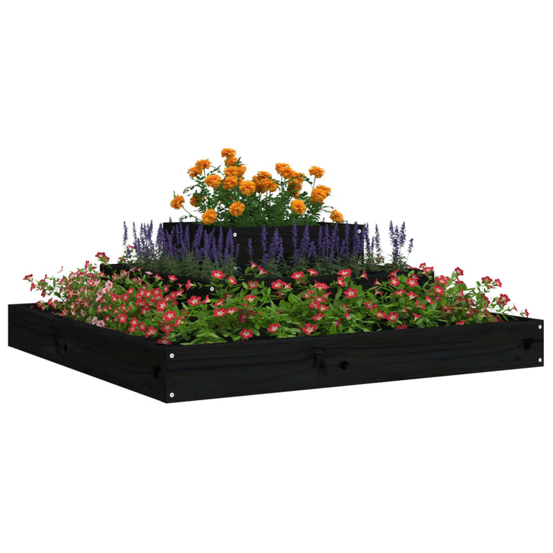 Afbeelding laden in galerijviewer, Vidaxl plantenbak 80x80x27 cm massief grenenhout zwart
