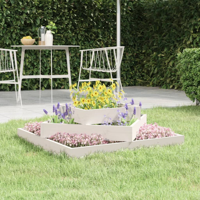 Afbeelding laden in galerijviewer, Vidaxl plantenbak 83x83x27 cm massief grenenhout wit
