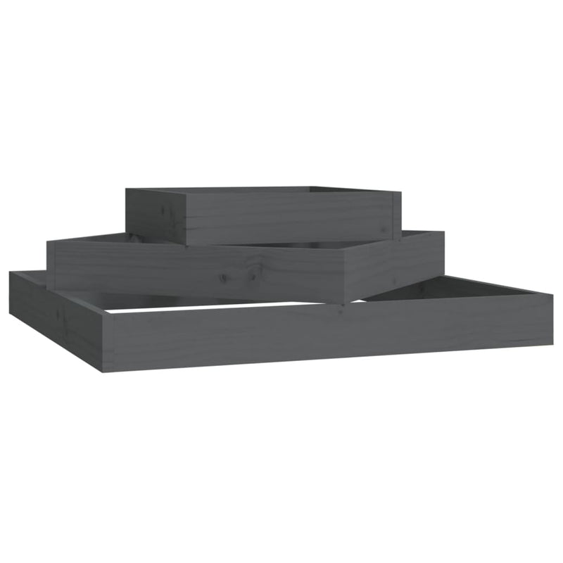 Afbeelding laden in galerijviewer, Vidaxl plantenbak 83x83x27 cm massief grenenhout grijs
