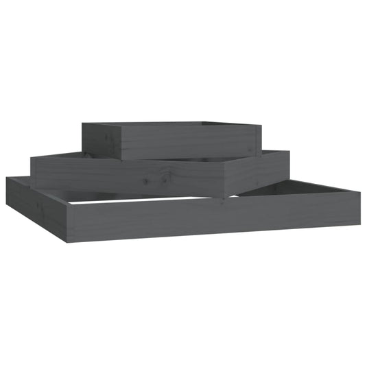 Vidaxl plantenbak 83x83x27 cm massief grenenhout grijs