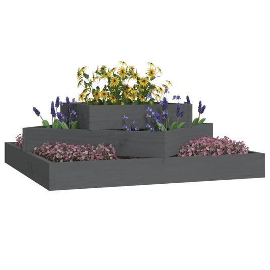 Vidaxl plantenbak 83x83x27 cm massief grenenhout grijs