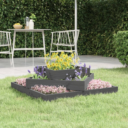 Vidaxl plantenbak 83x83x27 cm massief grenenhout grijs
