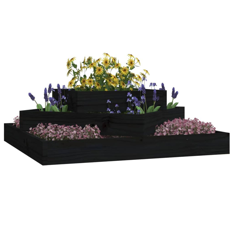 Afbeelding laden in galerijviewer, VidaXL Plantenbak 83x83x27 cm massief grenenhout zwart
