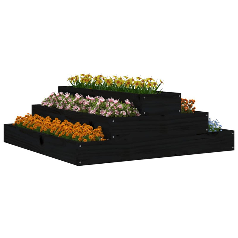 Afbeelding laden in galerijviewer, Vidaxl plantenbak 80x80x27 cm massief grenenhout zwart
