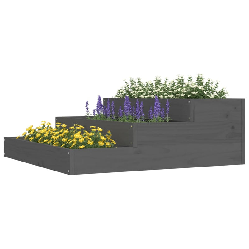 Afbeelding laden in galerijviewer, Vidaxl plantenbak 78x78x27 cm massief grenenhout grijs
