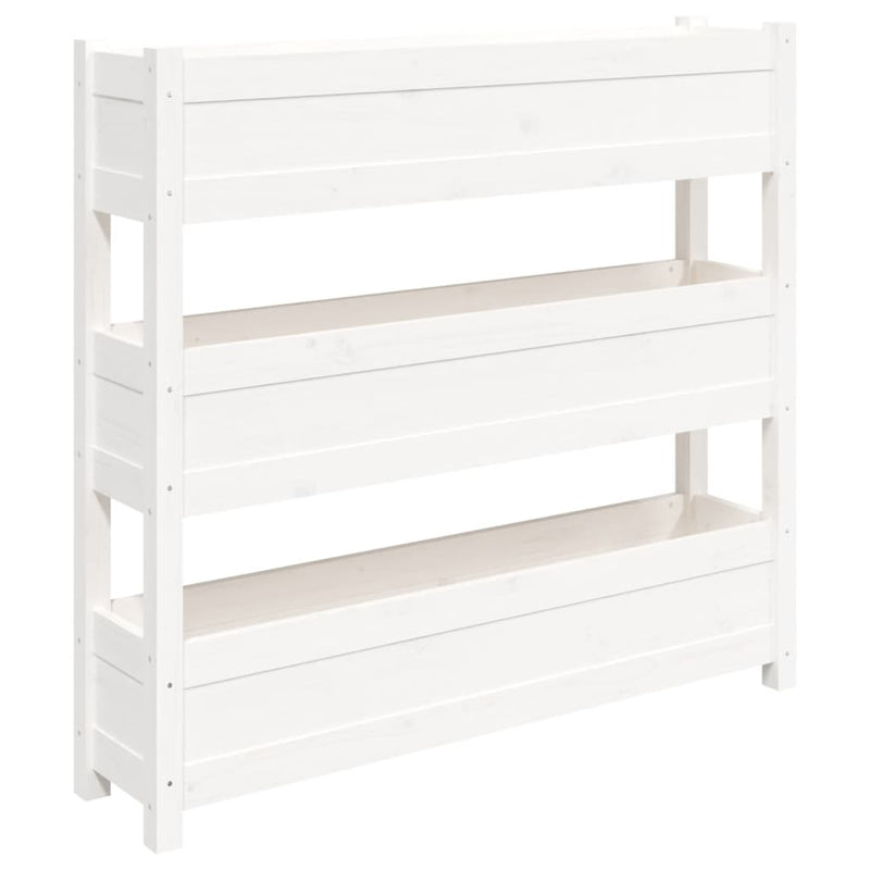 Afbeelding laden in galerijviewer, Vidaxl plantenbak 112x25x104,5 cm massief grenenhout wit

