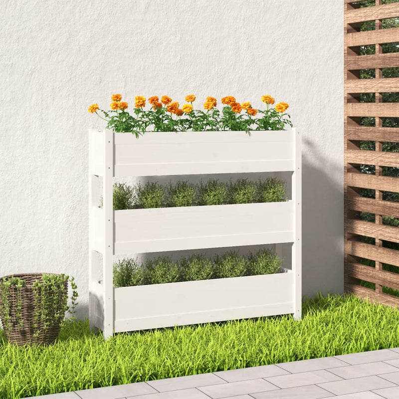 Afbeelding laden in galerijviewer, Vidaxl plantenbak 112x25x104,5 cm massief grenenhout wit
