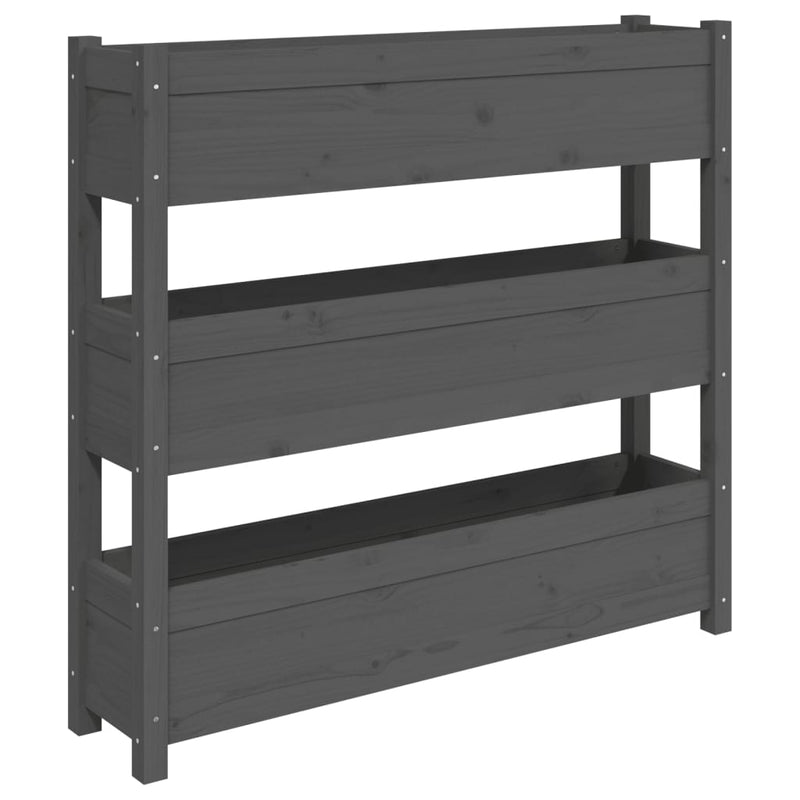 Afbeelding laden in galerijviewer, Vidaxl plantenbak 112x25x104,5 cm massief grenenhout grijs
