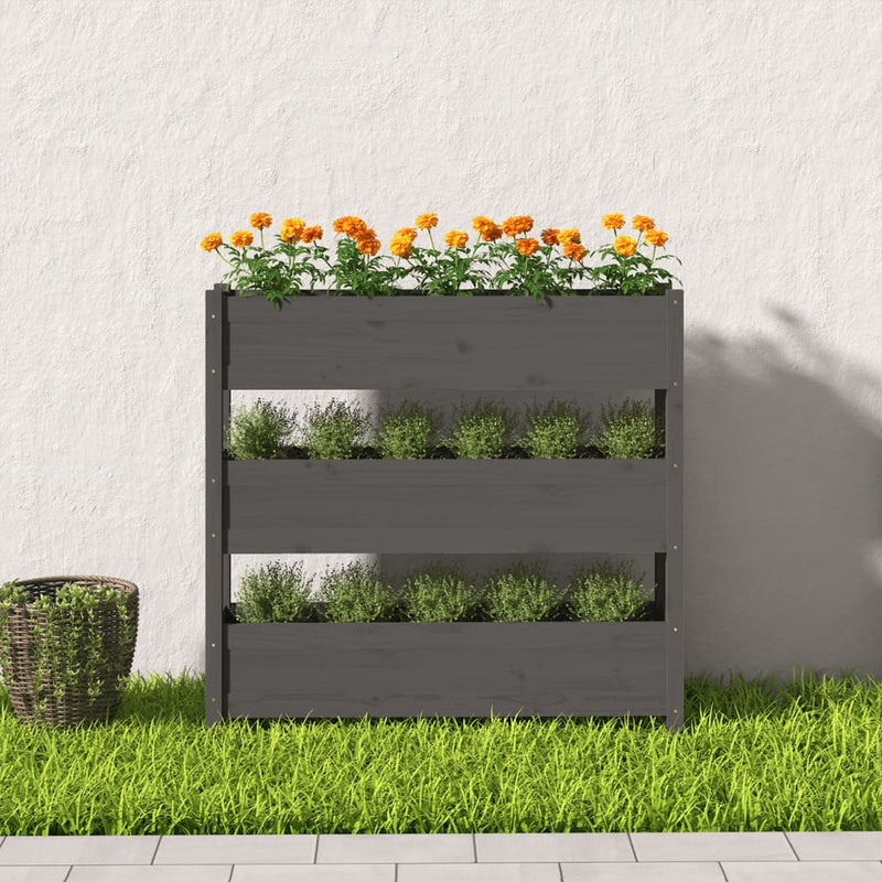 Afbeelding laden in galerijviewer, Vidaxl plantenbak 112x25x104,5 cm massief grenenhout grijs
