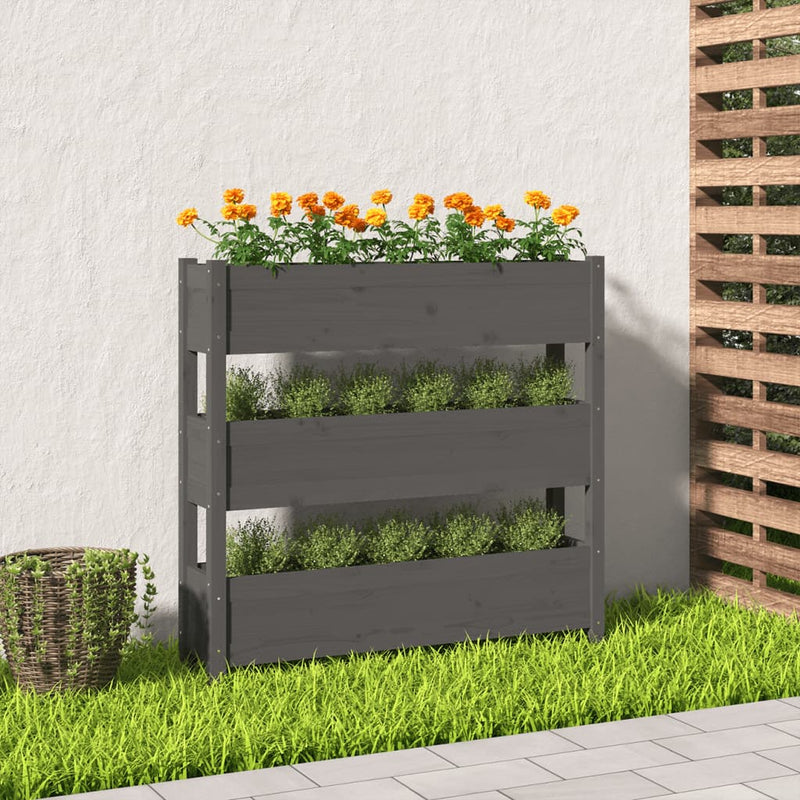 Afbeelding laden in galerijviewer, Vidaxl plantenbak 112x25x104,5 cm massief grenenhout grijs
