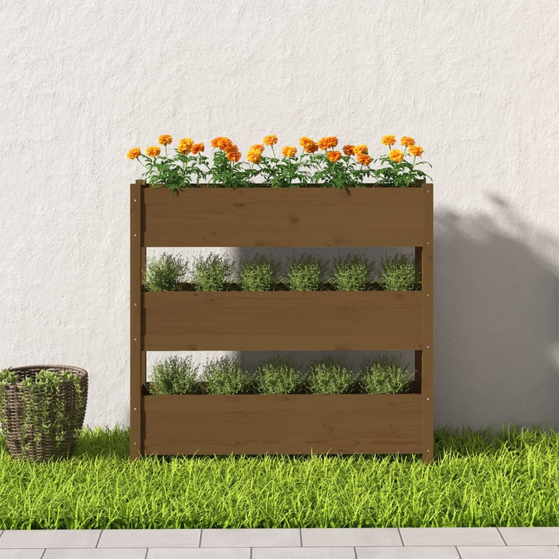 Afbeelding laden in galerijviewer, Vidaxl plantenbak 112x25x104,5 cm massief grenenhout honingbruin
