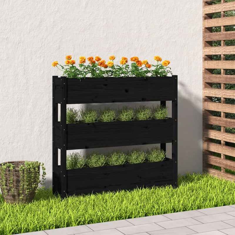 Afbeelding laden in galerijviewer, Vidaxl plantenbak 112x25x104,5 cm massief grenenhout zwart
