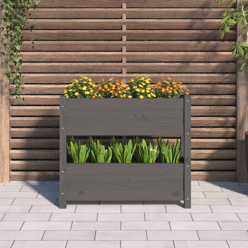 Afbeelding laden in galerijviewer, Vidaxl plantenbak 77x25x66 cm massief grenenhout grijs
