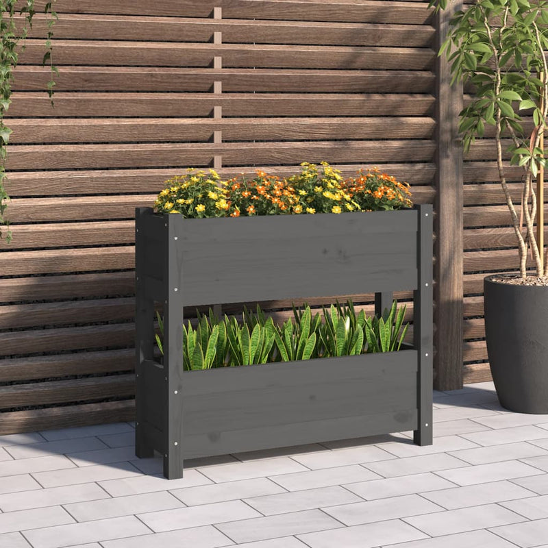 Afbeelding laden in galerijviewer, Vidaxl plantenbak 77x25x66 cm massief grenenhout grijs
