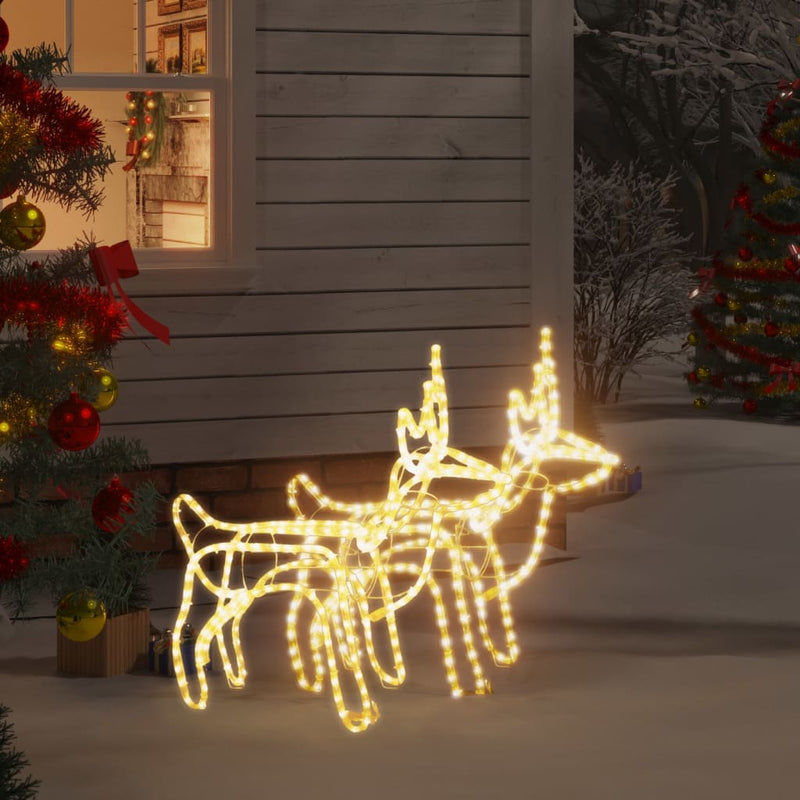 Afbeelding laden in galerijviewer, VidaXL Kerstfiguur rendier 2 st 60x30x60 cm warmwit
