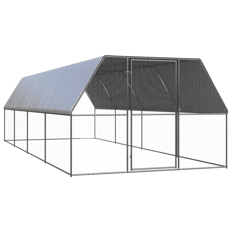 Afbeelding laden in galerijviewer, VidaXL Buitenhok voor kippen 3x8x2 m gegalvaniseerd staal
