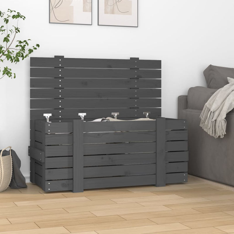Afbeelding laden in galerijviewer, Vidaxl opbergbox 91x40,5x42 cm massief grenenhout grijs
