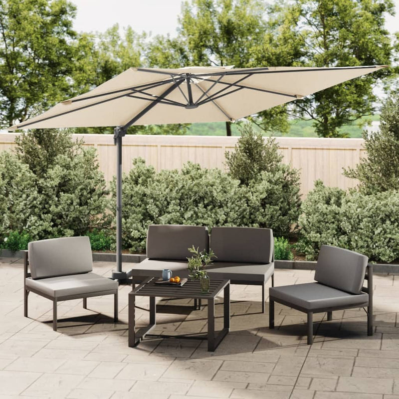 Afbeelding laden in galerijviewer, Vidaxl zweefparasol met dubbel dak 300x300 cm zandwit
