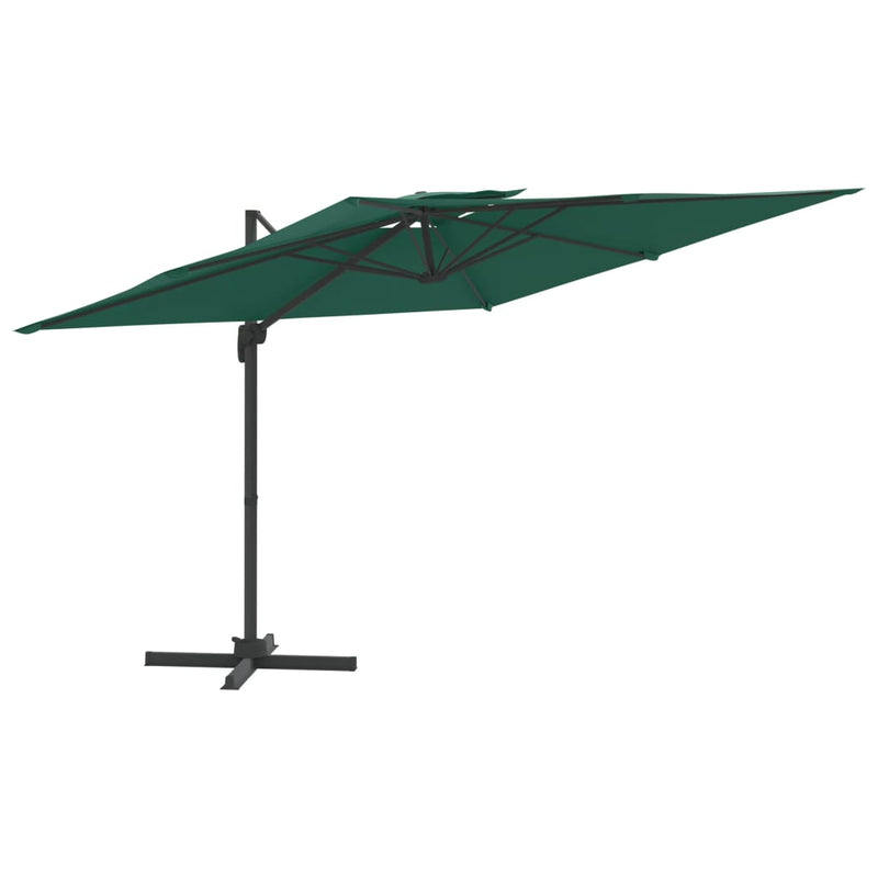 Afbeelding laden in galerijviewer, Vidaxl zweefparasol met dubbel dak 300x300 cm groen

