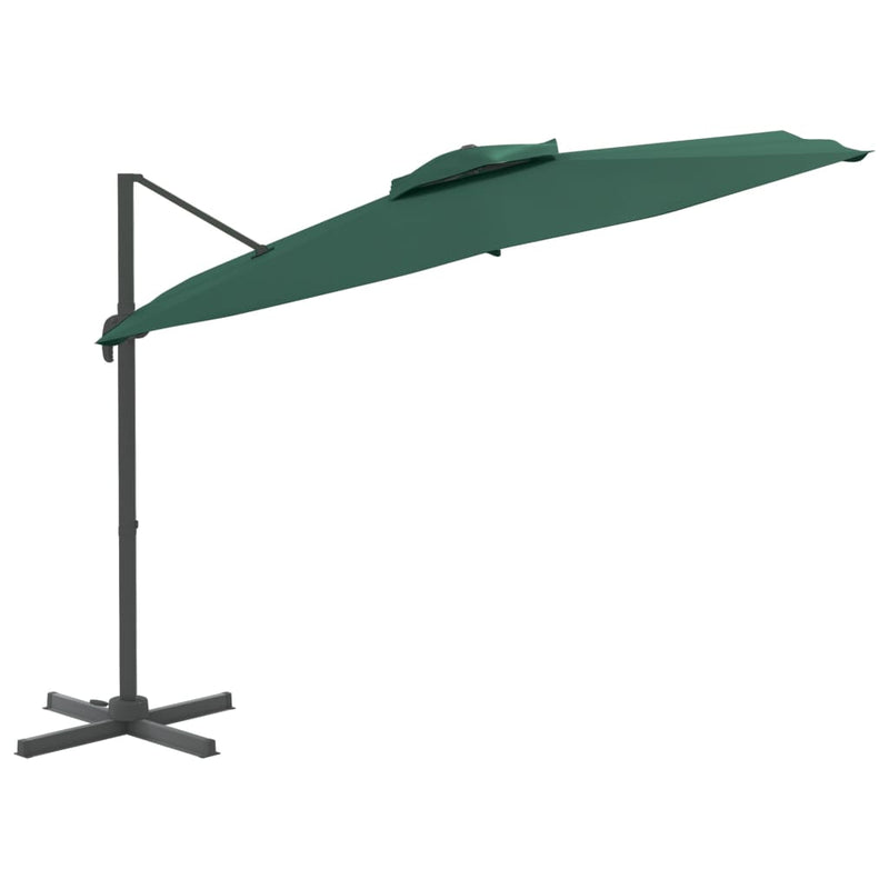 Afbeelding laden in galerijviewer, Vidaxl zweefparasol met dubbel dak 300x300 cm groen
