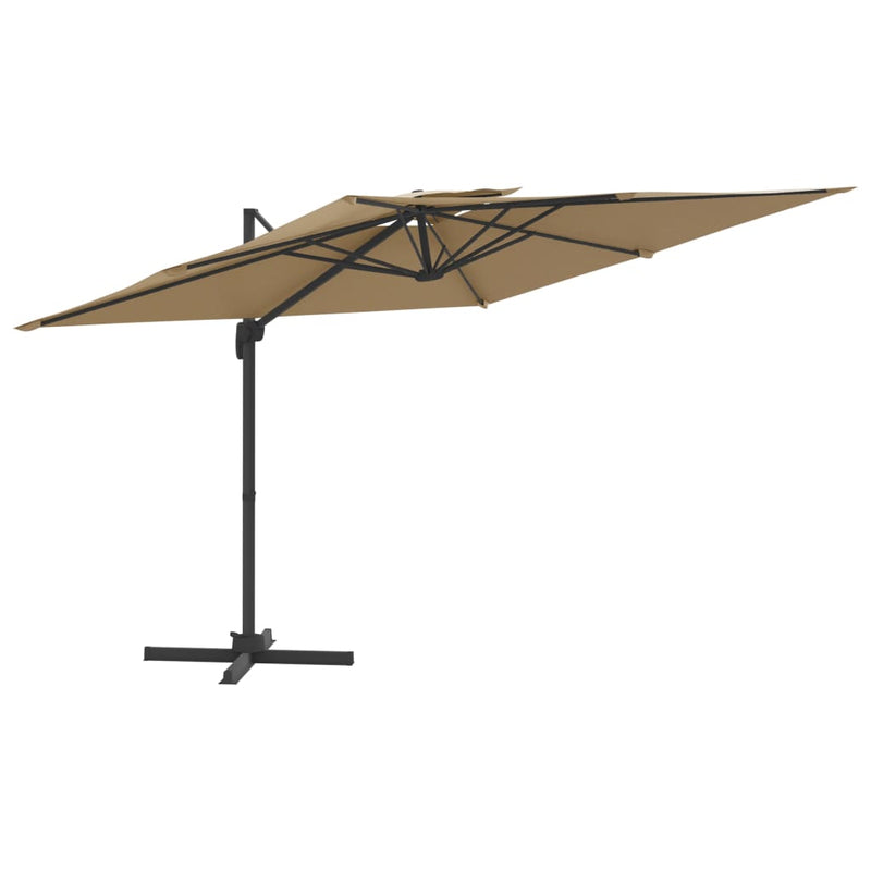 Afbeelding laden in galerijviewer, Vidaxl zweefparasol met dubbel dak 300x300 cm taupe
