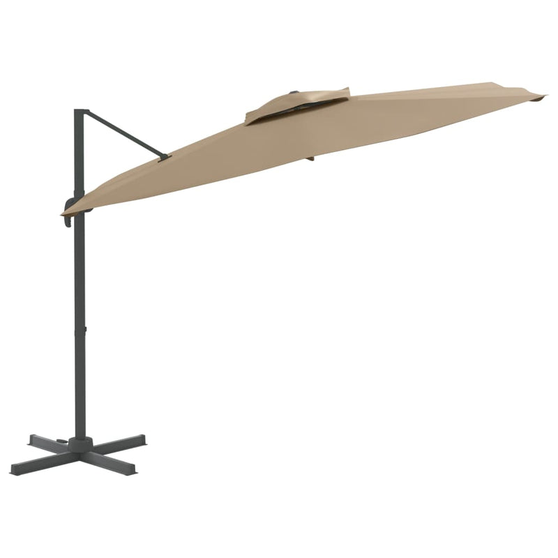 Afbeelding laden in galerijviewer, Vidaxl zweefparasol met dubbel dak 300x300 cm taupe
