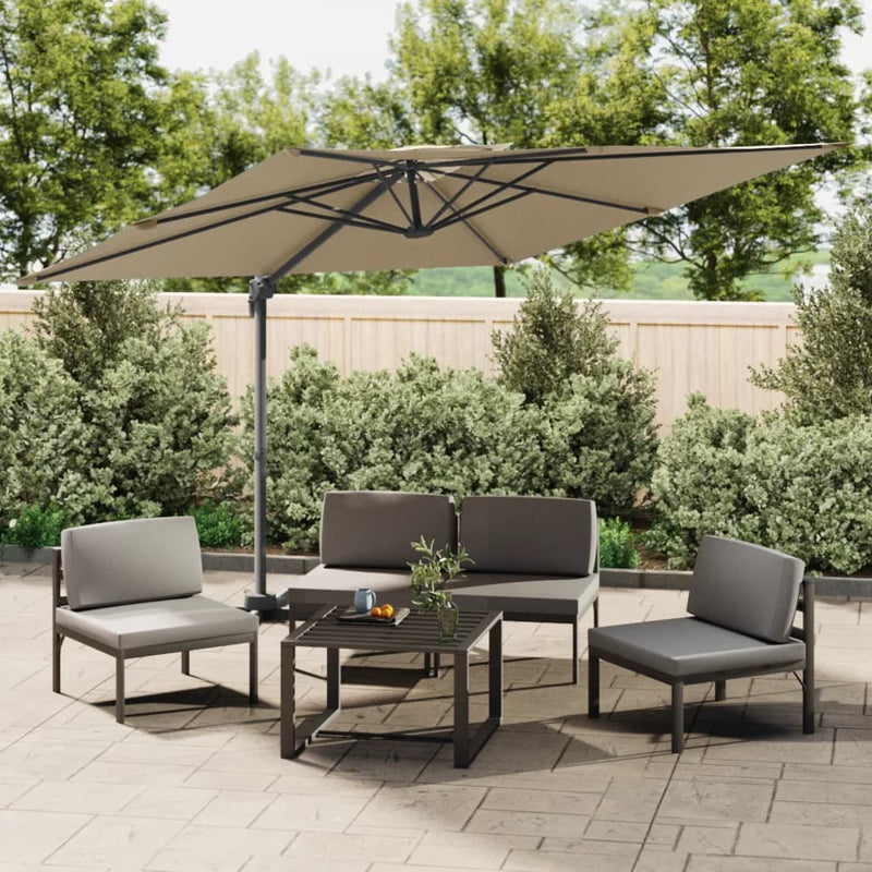 Afbeelding laden in galerijviewer, Vidaxl zweefparasol met dubbel dak 300x300 cm taupe
