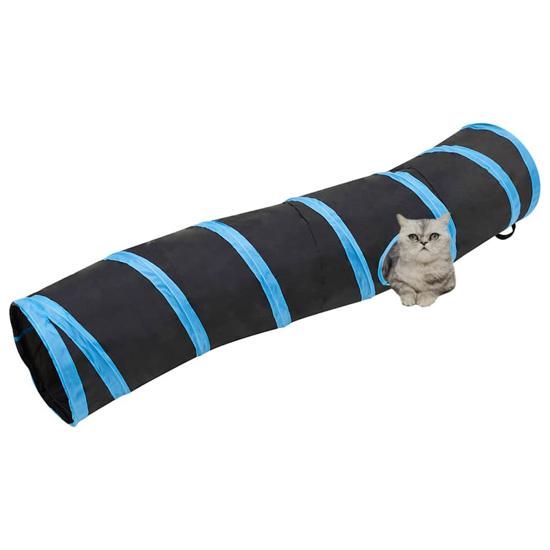 Afbeelding laden in galerijviewer, Vidaxl kattentunnel s-vorm 122 cm polyester zwart en blauw
