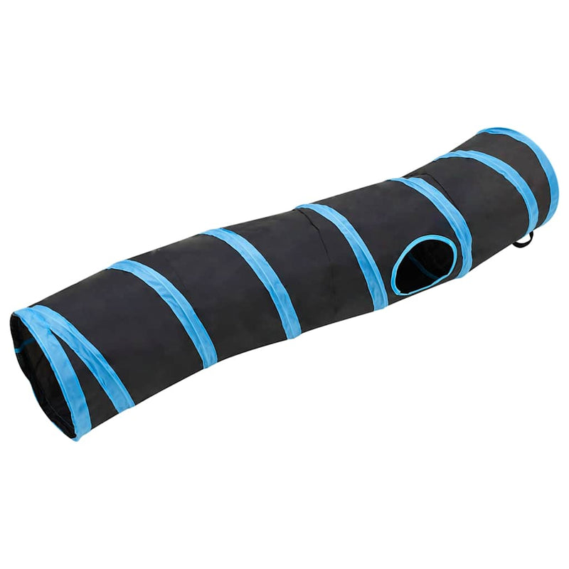 Afbeelding laden in galerijviewer, Vidaxl kattentunnel s-vorm 122 cm polyester zwart en blauw
