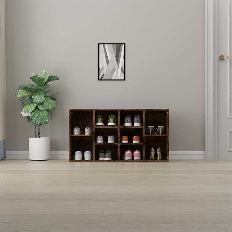 Afbeelding laden in galerijviewer, Vidaxl schoenenbank 103x30x55 cm bewerkt hout gerookt eikenkleurig

