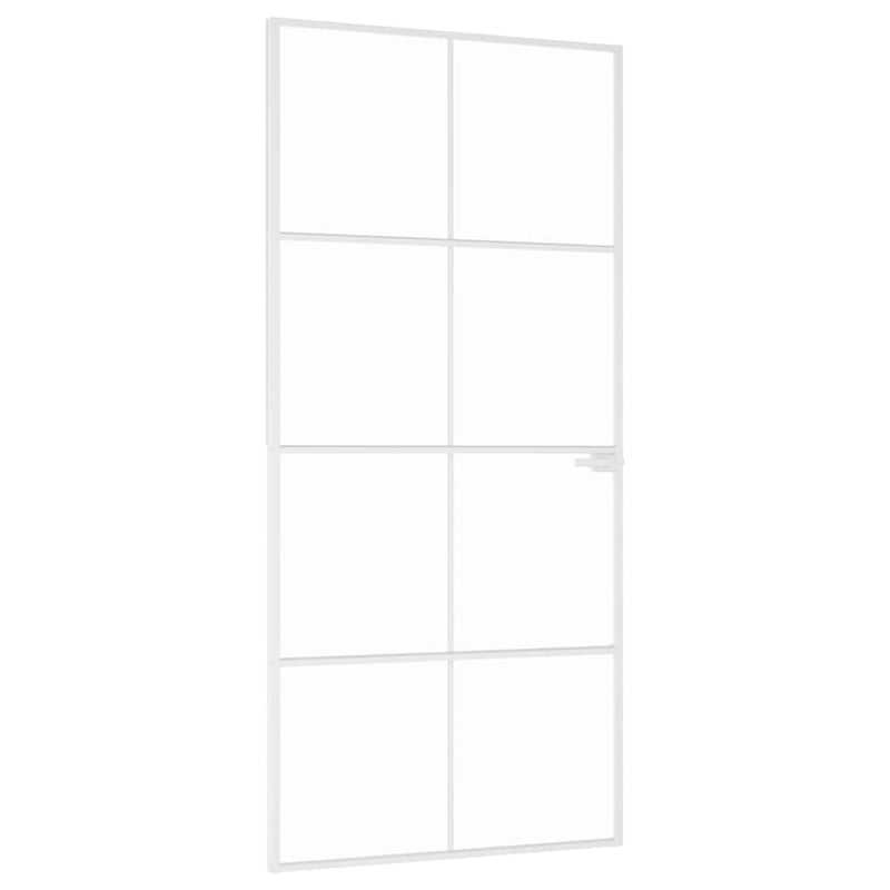 Afbeelding laden in galerijviewer, Vidaxl binnendeur 93x201,5 cm gehard glas en aluminium smal wit
