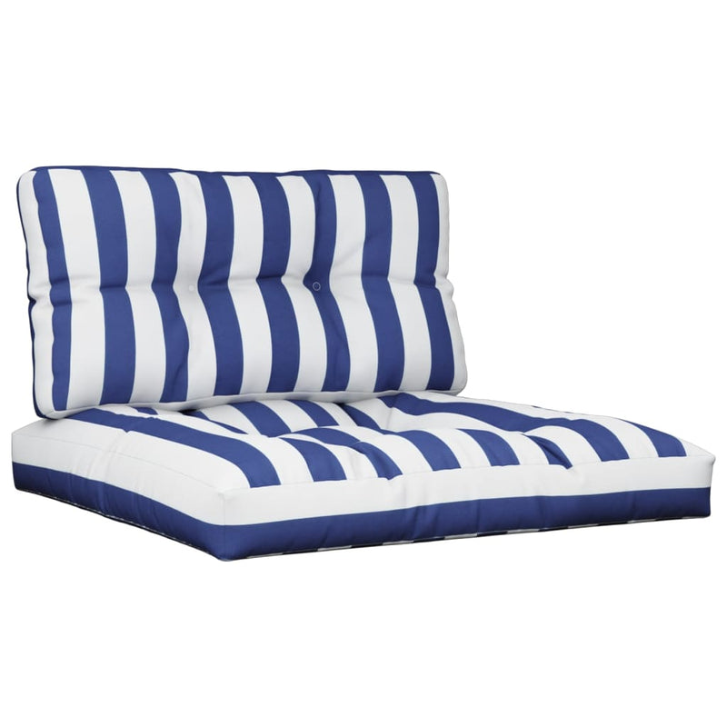 Afbeelding laden in galerijviewer, Vidaxl palletkussens 2 st stof gestreept wit en blauw
