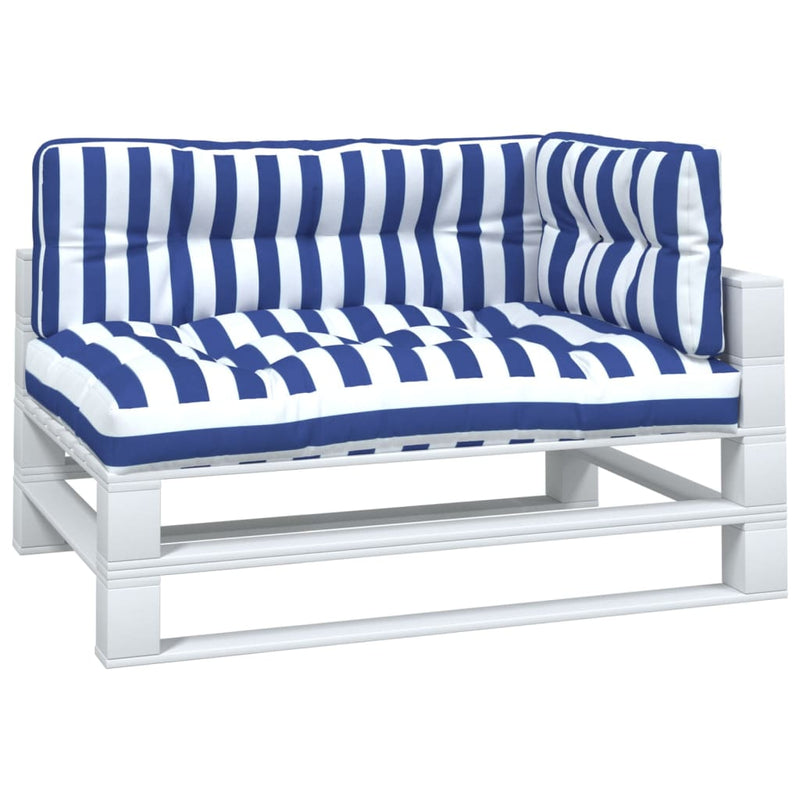 Afbeelding laden in galerijviewer, Vidaxl palletkussens 3 st gestreept stof  wit en blauw
