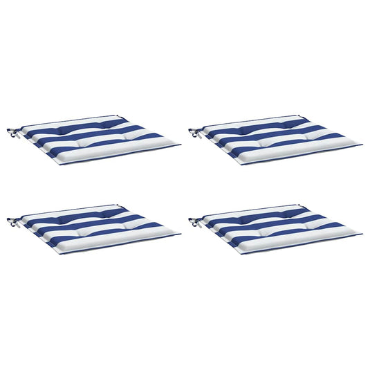 Vidaxl tuinstoelkussens 4 st gestreept 50x50x4 cm stof wit en blauw
